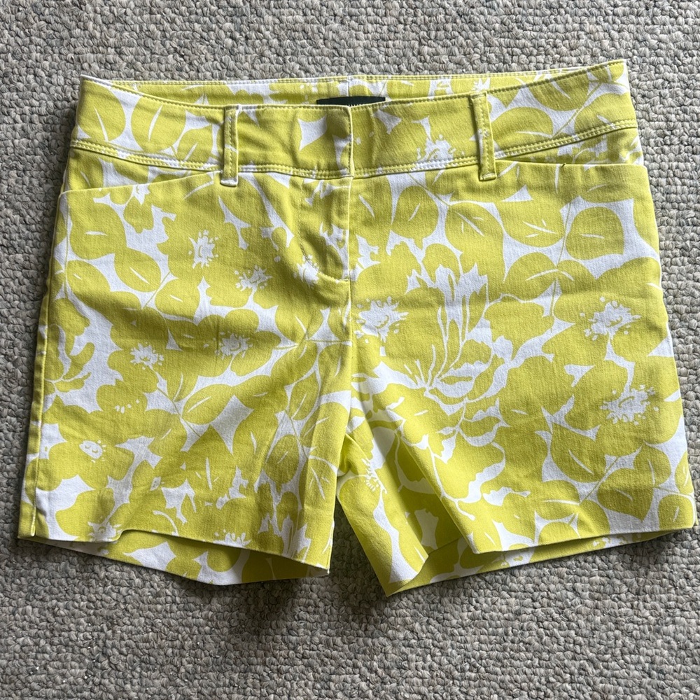 The Limited Yellow & White Floral Cotton Stretch Shorts
